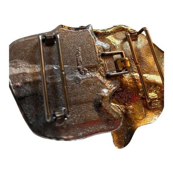 Revcor Vintage Belt Buckle Designer Stamped Two Piece Gold Plated - Picture 3 of 6